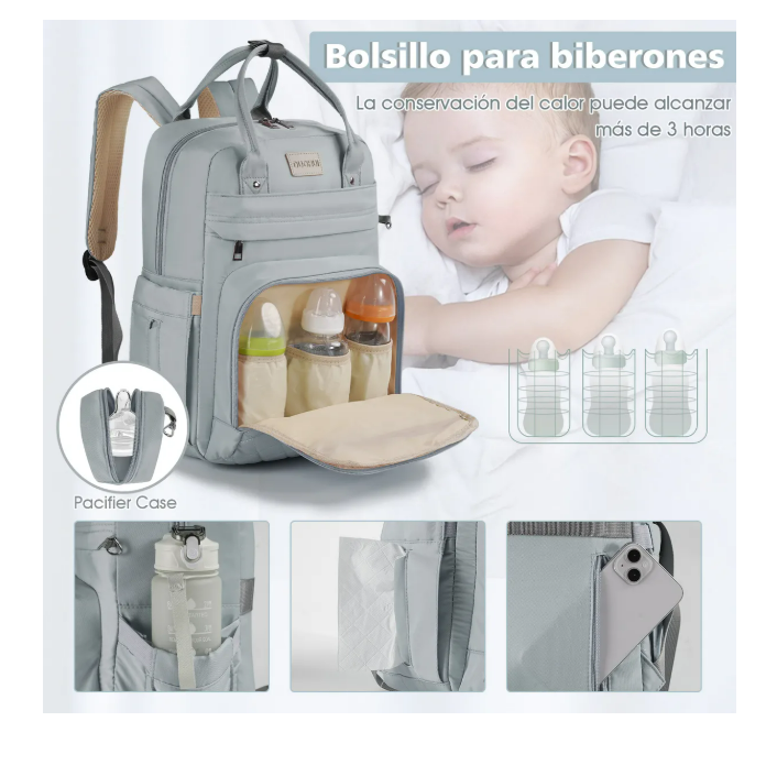 Foto 5 pulgar | Pañalera Mochila Para Bebe Mama Moderna Impermeable De Viaje