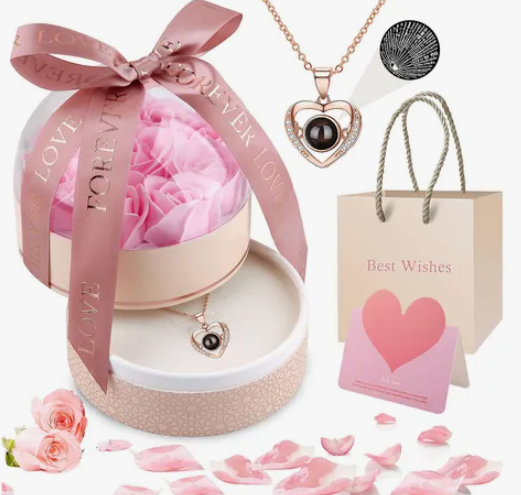 Foto 1 | Collar Xtellar De Corazón De San Valentín Caja Flor Eterna Regalo