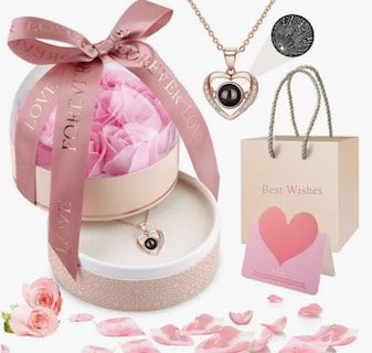 Foto 1 | Collar Xtellar De Corazón De San Valentín Caja Flor Eterna Regalo