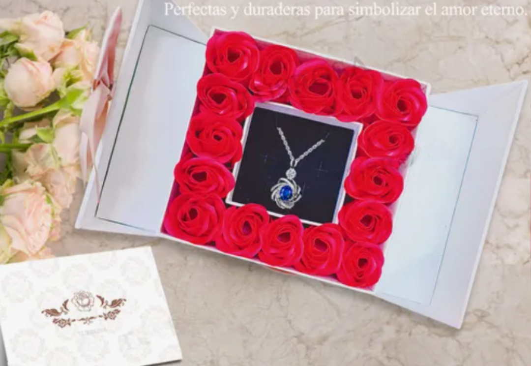 Foto 4 pulgar | 16 Xtellar Rosas Artificiales Flore Eternas Collar Regalo Para Mujer