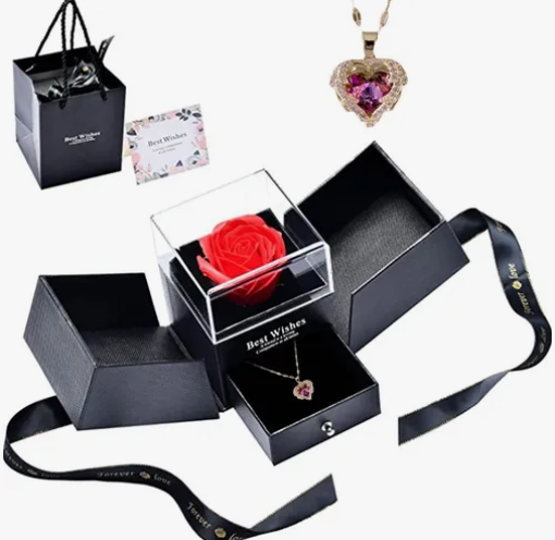 Foto 1 | Collar Xtellar De Corazón De San Valentín Y Regalo De Flor Eterna