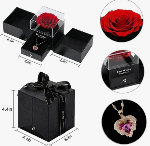 Foto 3 pulgar | Collar Xtellar De Corazón De San Valentín Y Regalo De Flor Eterna