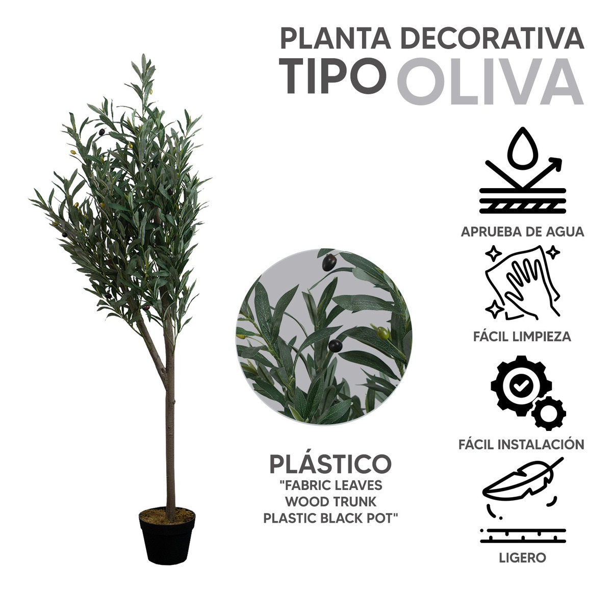 Foto 3 pulgar | Planta Artificial de Plástico Jauz Tipo Oliva 150 cm