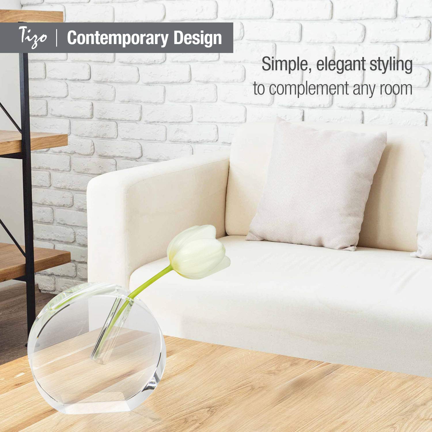 Foto 5 | Vaso Bud Vase Tizo Design Transparente y Elegante Redondo de Cristal Grande - Venta Internacional