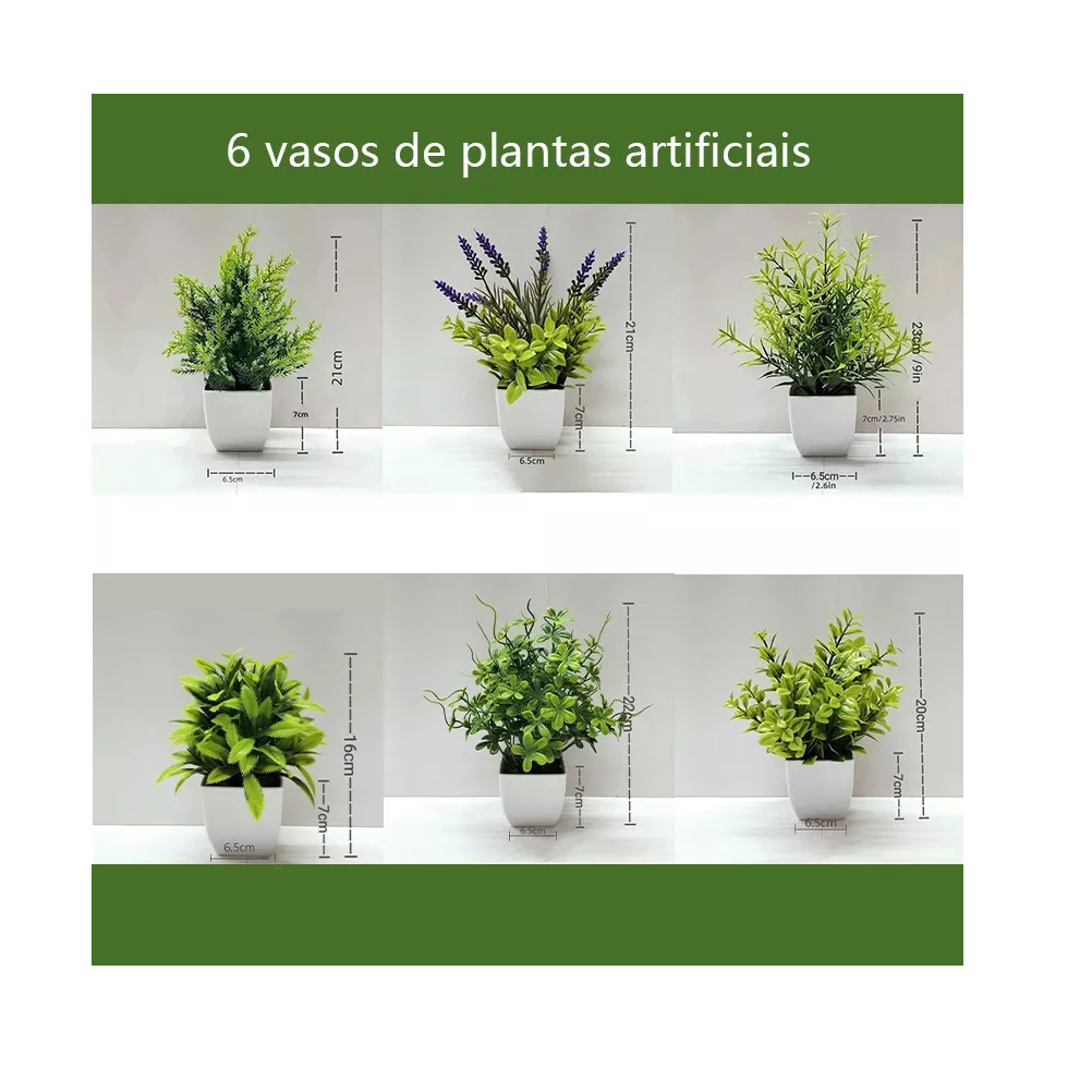 Foto 4 pulgar | Planta Artificial Con Macetas Decorativas Bonsai 6 Piezas Verde
