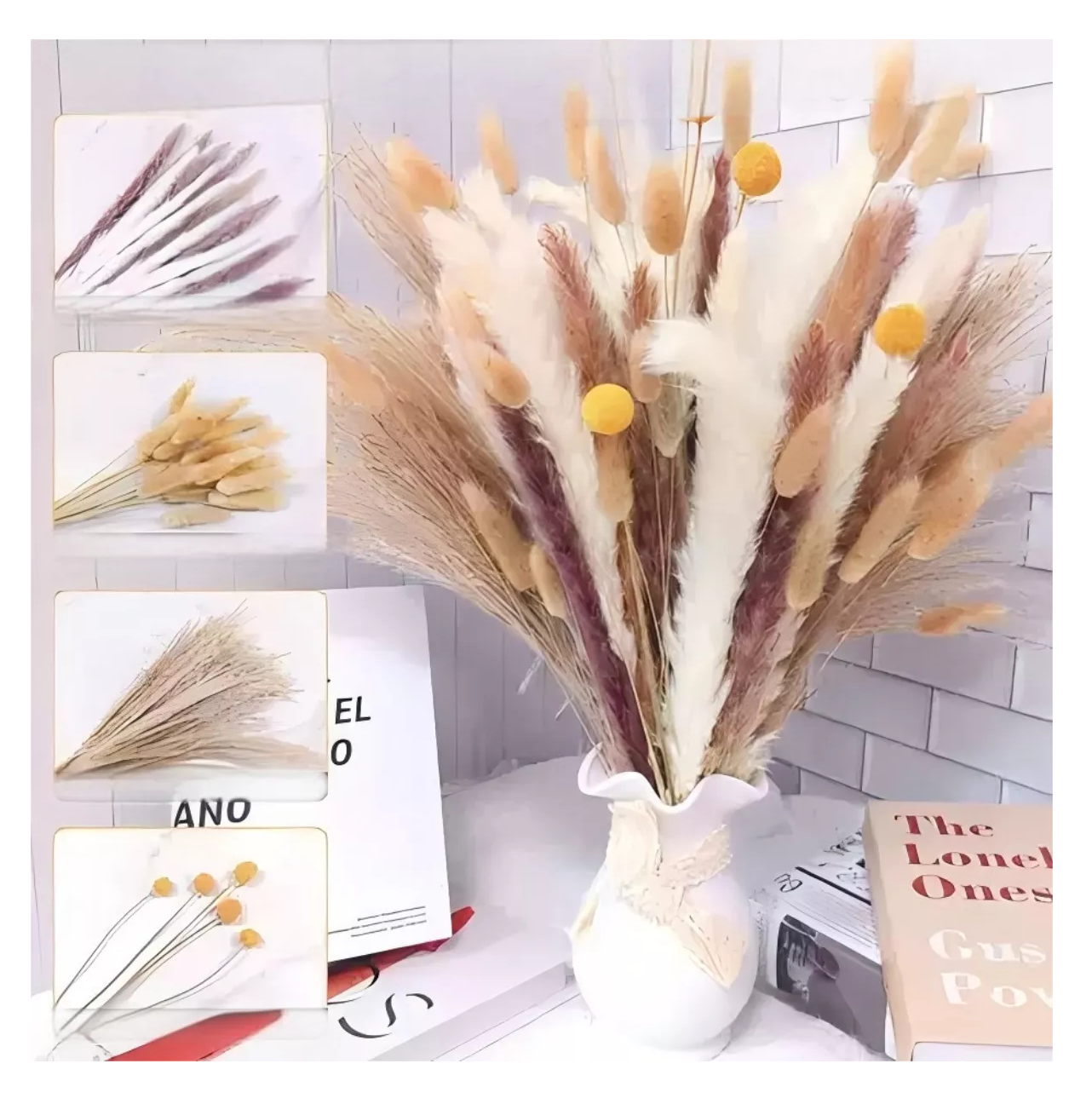 Foto 3 | Pampas Secas Flores Artificiales 63 Pcs Beige/cafe/blanco