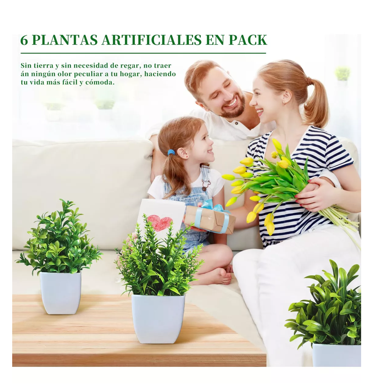 Foto 4 | Macetas Decorativas Belug con Plantas Artificiales 6 Piezas