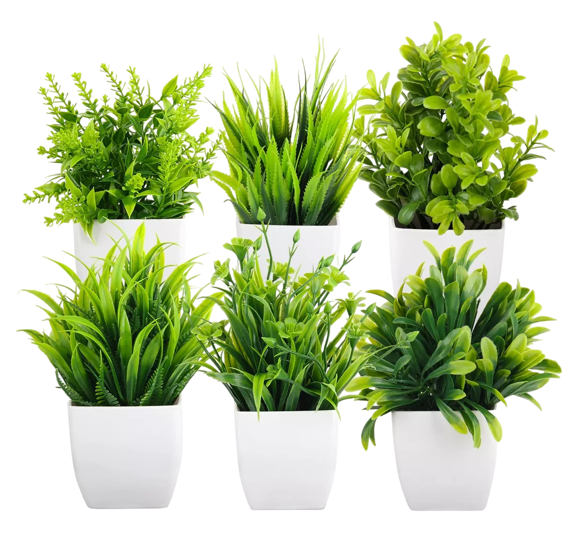 Plantas Artificiales Macetas Decorativas Bonsai Hogar 6 Pzs