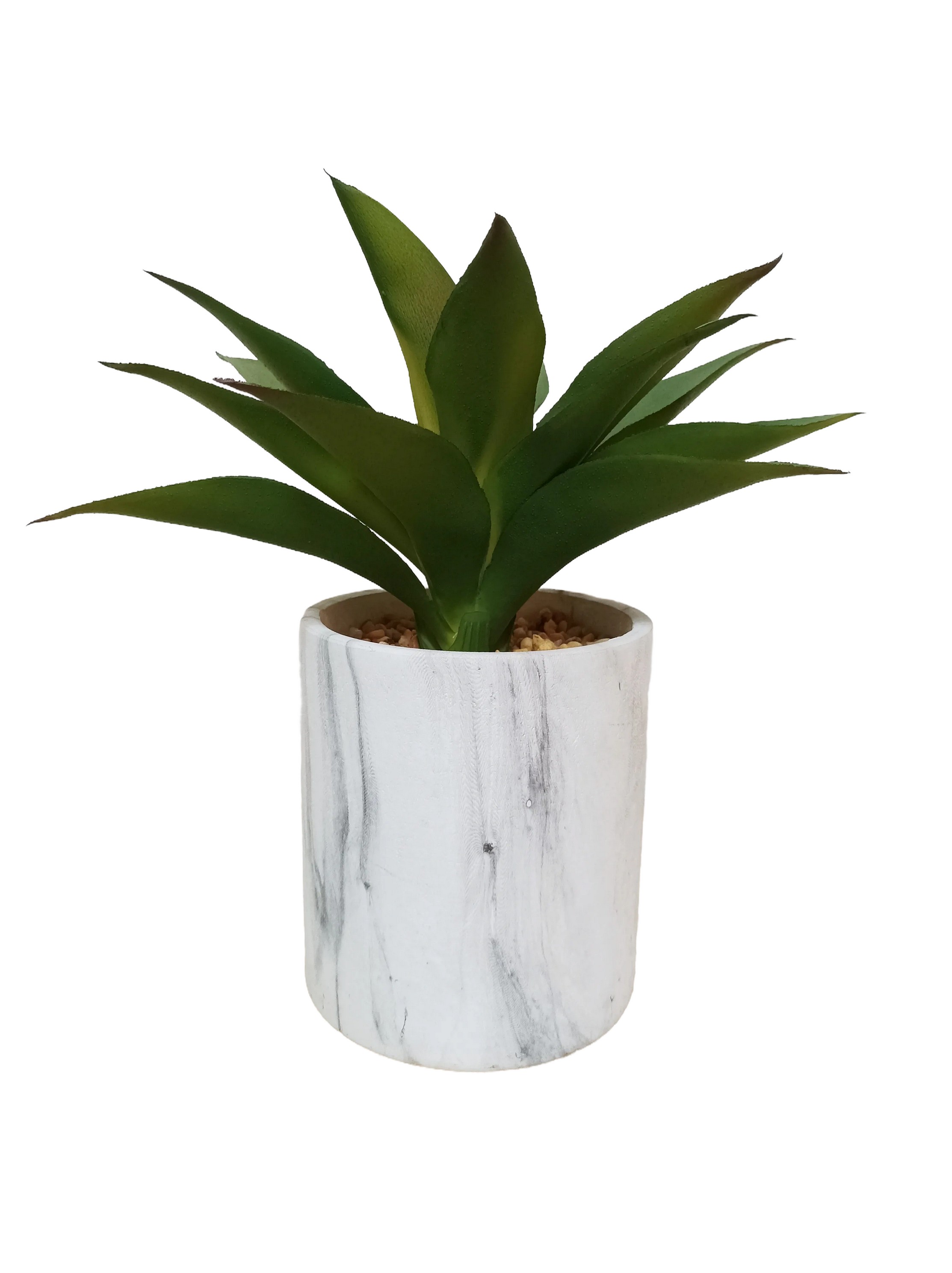 Planta Decorativa Agave Verde Con Maceta Efecto Mármol