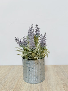 Foto 2 | Planta Decorativa Lavanda De Color Lila Con Maceta Metálica Gris