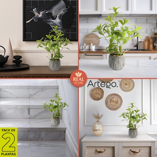 Foto 5 | Planta Artificial Moderna Con Maceta Decorativa Real Style Andromeda Japonesa Compacta Pack De 2 Unidades De 45cm De Al