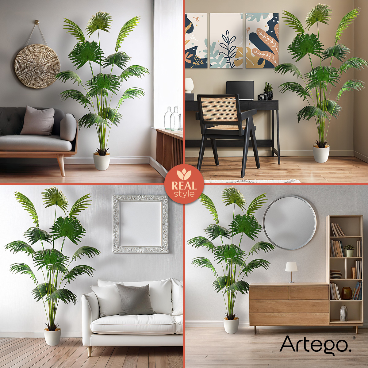 Foto 5 | Planta Artificial Moderna Con Maceta Decorativa Real Style Palma Livistona Grande De 180cm De Alto