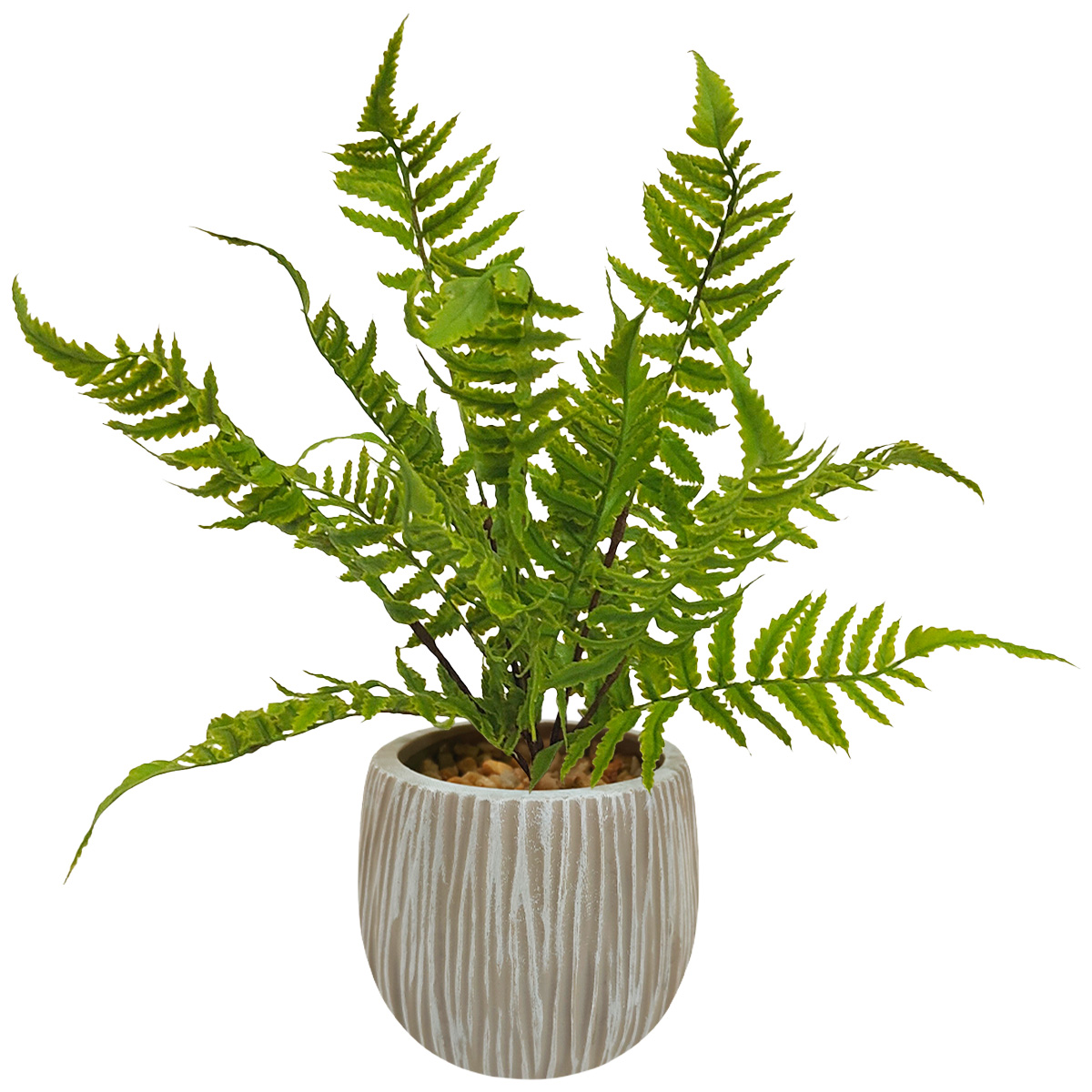 Planta Artificial Moderna Con Maceta Decorativa Real Style Helecho Compacta De 36cm De Alto