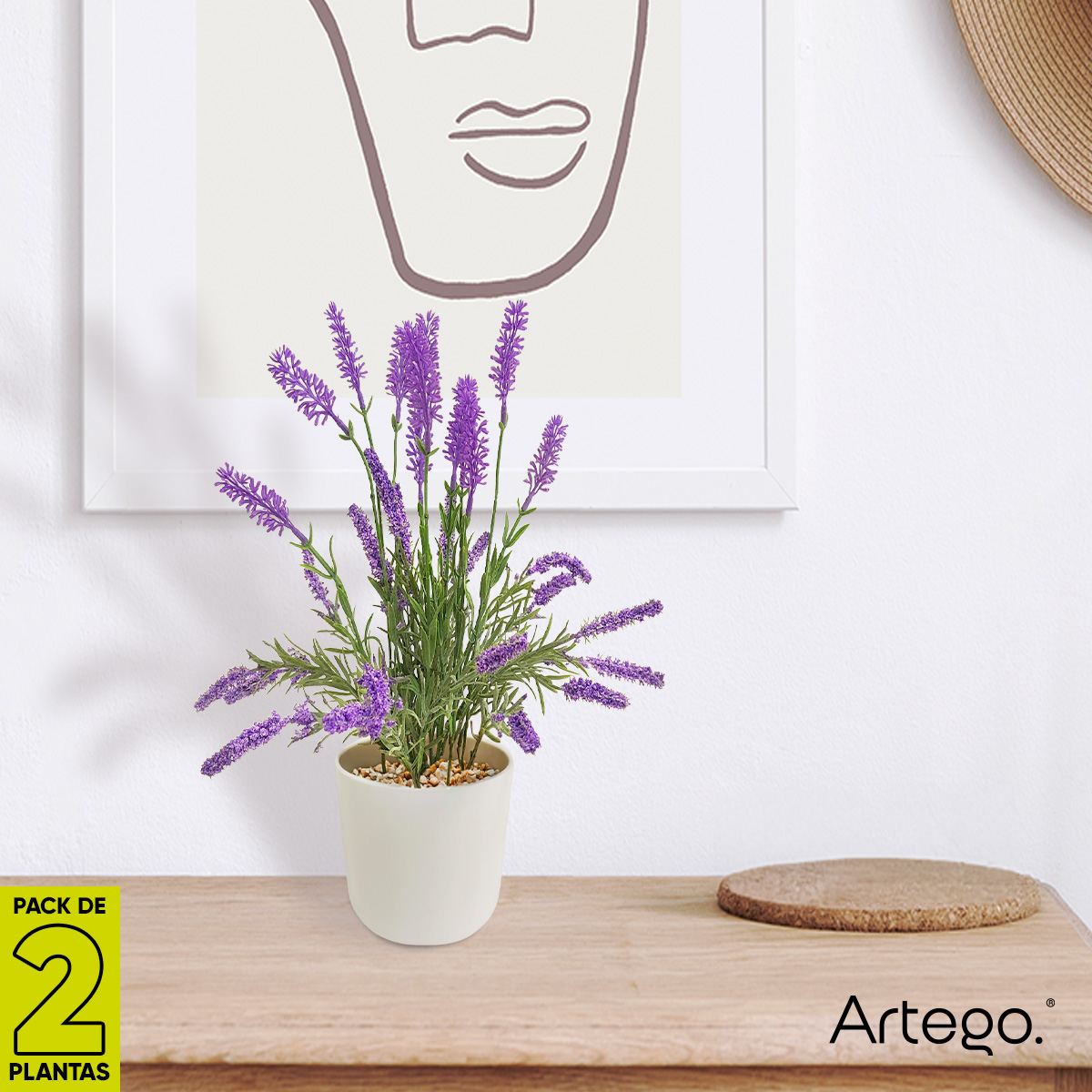 Foto 7 pulgar | Planta Artificial Moderna Con Maceta Decorativa Real Style Lavanda Compacta Pack De 2 Unidades De 34cm De Alto