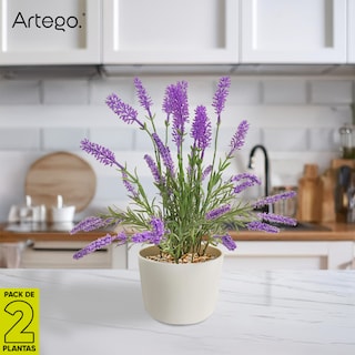 Foto 7 | Planta Artificial Moderna Con Maceta Decorativa Real Style Lavanda Compacta Pack De 2 Unidades De 34cm De Alto