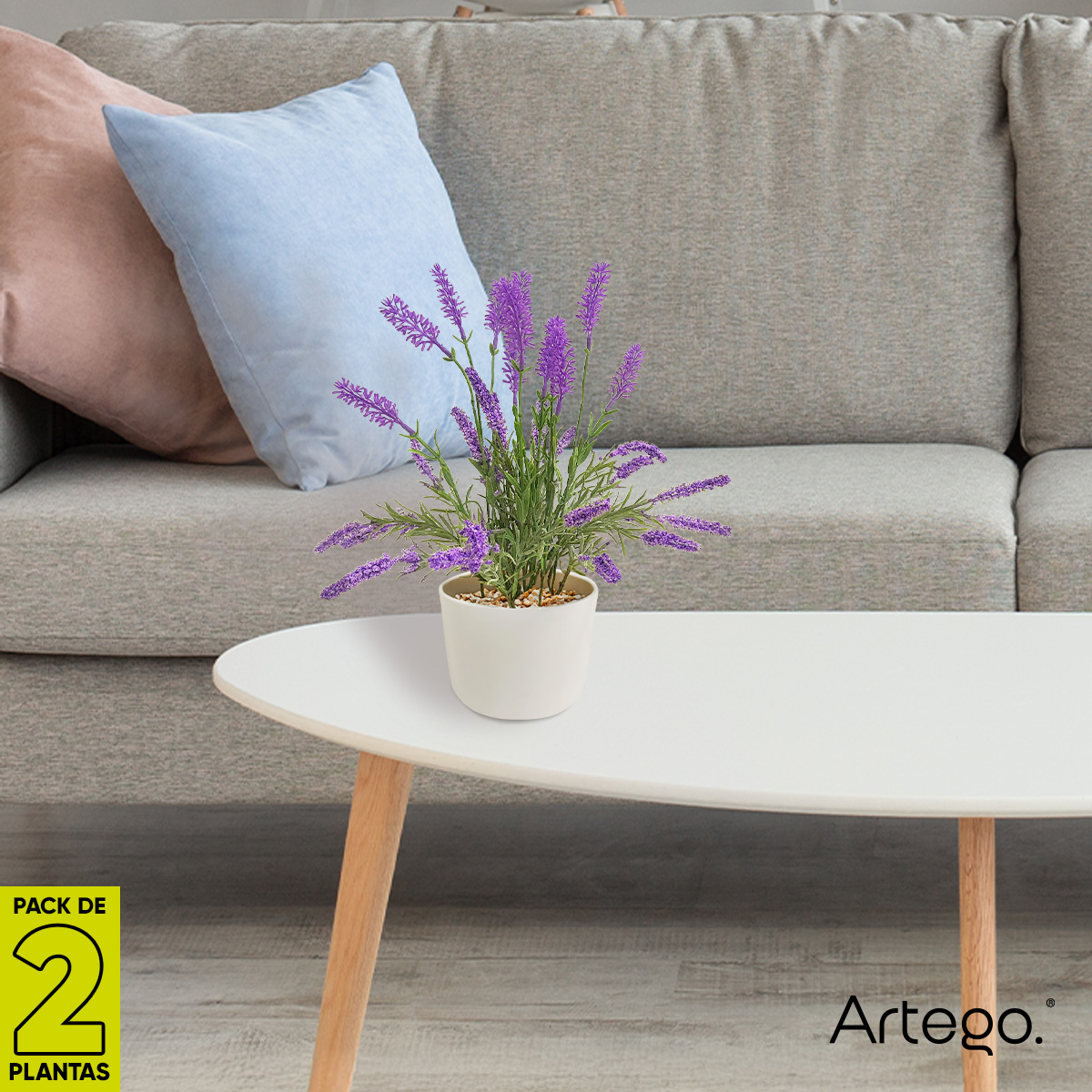 Foto 9 pulgar | Planta Artificial Moderna Con Maceta Decorativa Real Style Lavanda Compacta Pack De 2 Unidades De 34cm De Alto