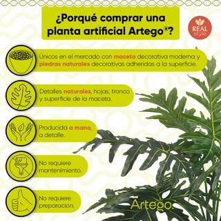Foto 3 | Planta Artificial Moderna Con Maceta Decorativa Real Style Philodendro Garra De León De 130cm De Alto