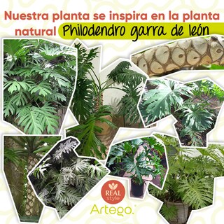 Foto 4 | Planta Artificial Moderna Con Maceta Decorativa Real Style Philodendro Garra De León De 130cm De Alto