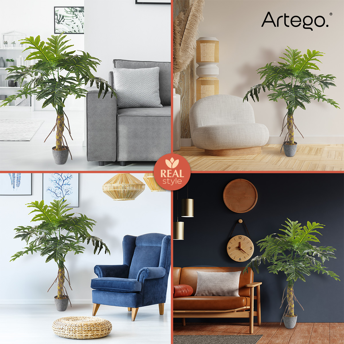 Foto 5 | Planta Artificial Moderna Con Maceta Decorativa Real Style Philodendro Garra De León  De 130cm De Alto