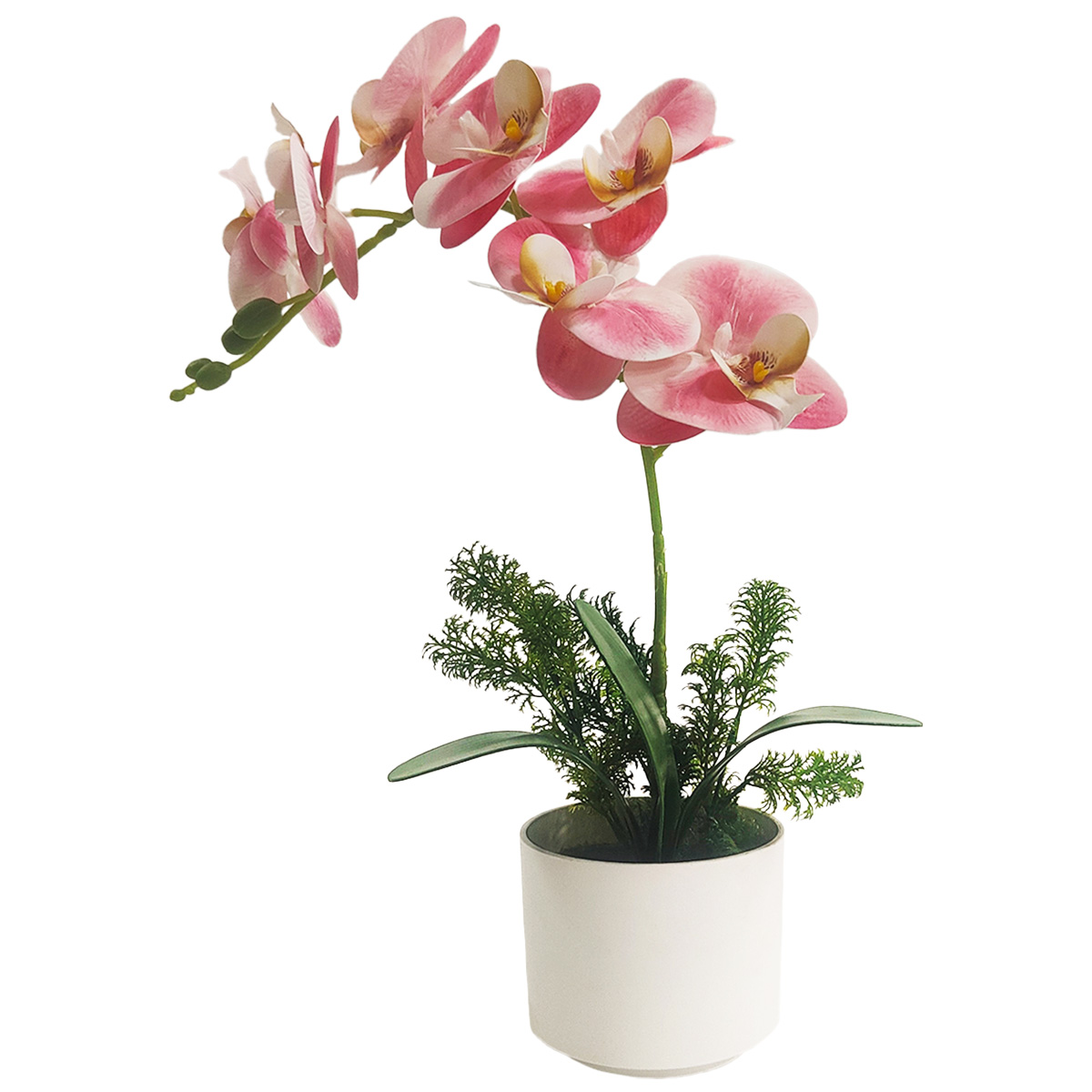 Planta Artificial Moderna Con Maceta Decorativa Real Style Orquídea Compacta Pack De 2 Unidades De 40cm De Alto