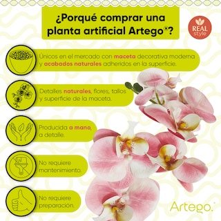 Foto 3 | Planta Artificial Moderna Con Maceta Decorativa Real Style Orquídea Compacta Pack De 2 Unidades De 40cm De Alto