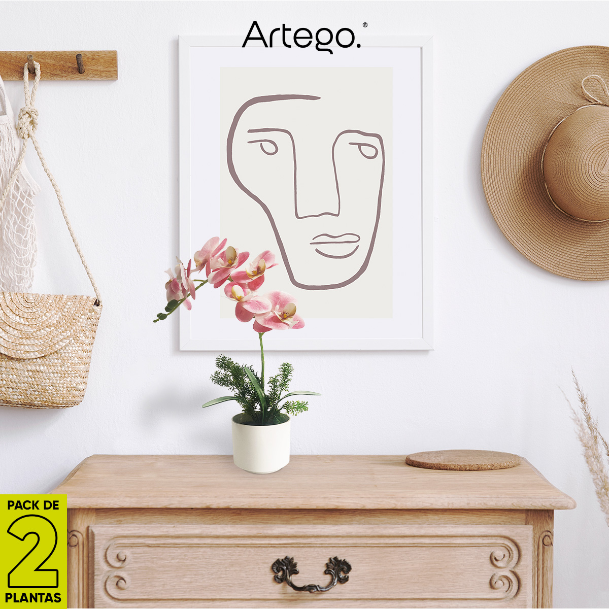 Foto 7 pulgar | Planta Artificial Moderna Con Maceta Decorativa Real Style Orquídea Compacta Pack De 2 Unidades De 40cm De Alto