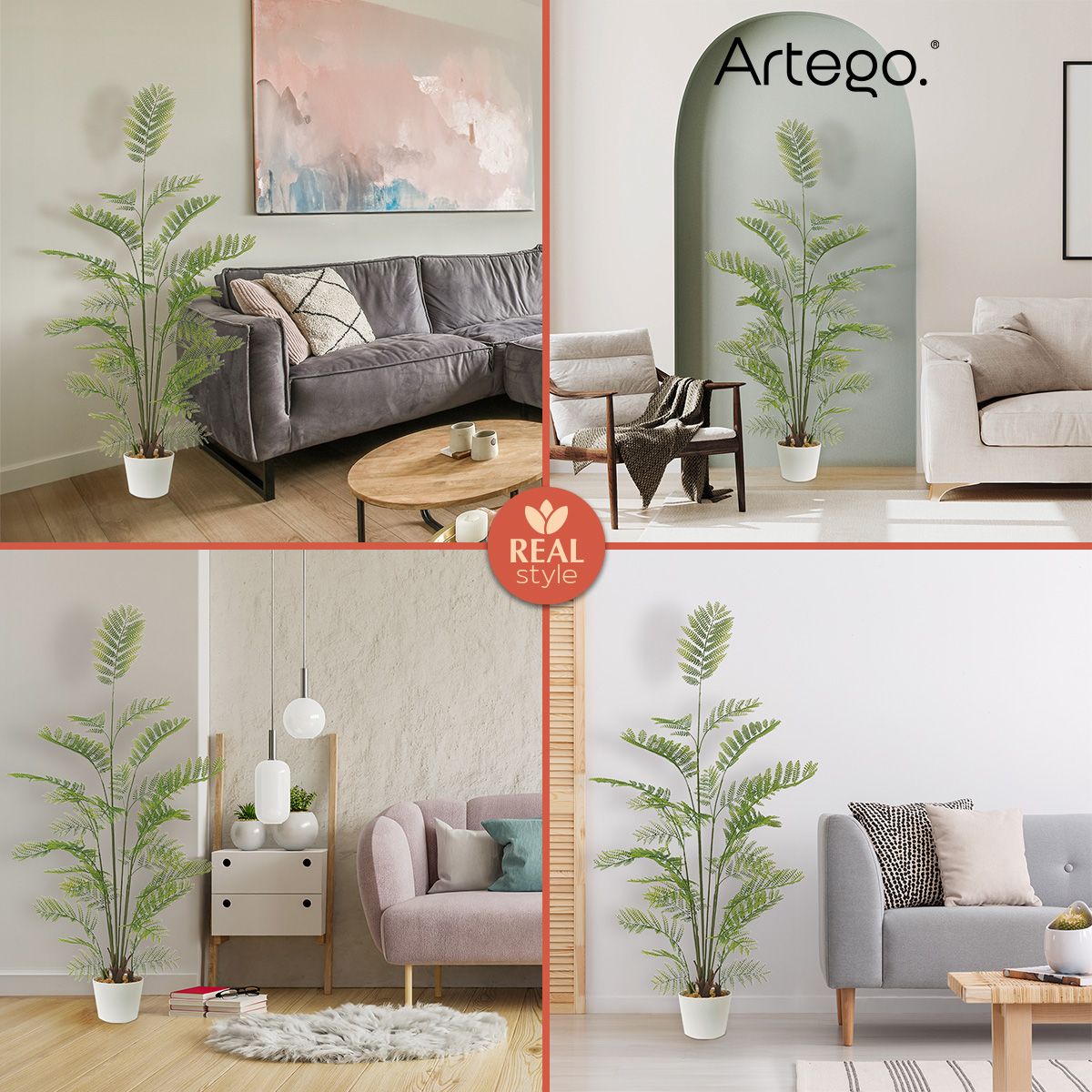 Foto 6 pulgar | Planta Artificial Moderna Con Maceta Decorativa Real Style Jacaranda Grande De 150cm De Alto Artego