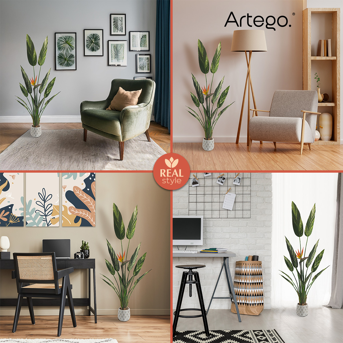 Foto 5 | Planta Artificial Moderna Con Maceta Decorativa Real Style Alpinia Zerumbet  De 140cm De Alto Artego