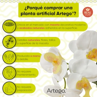 Foto 3 | Planta Artificial Moderna Con Maceta Decorativa Real Style Orquídea Compacta Pack De 2 Unidades De 40cm De Alto