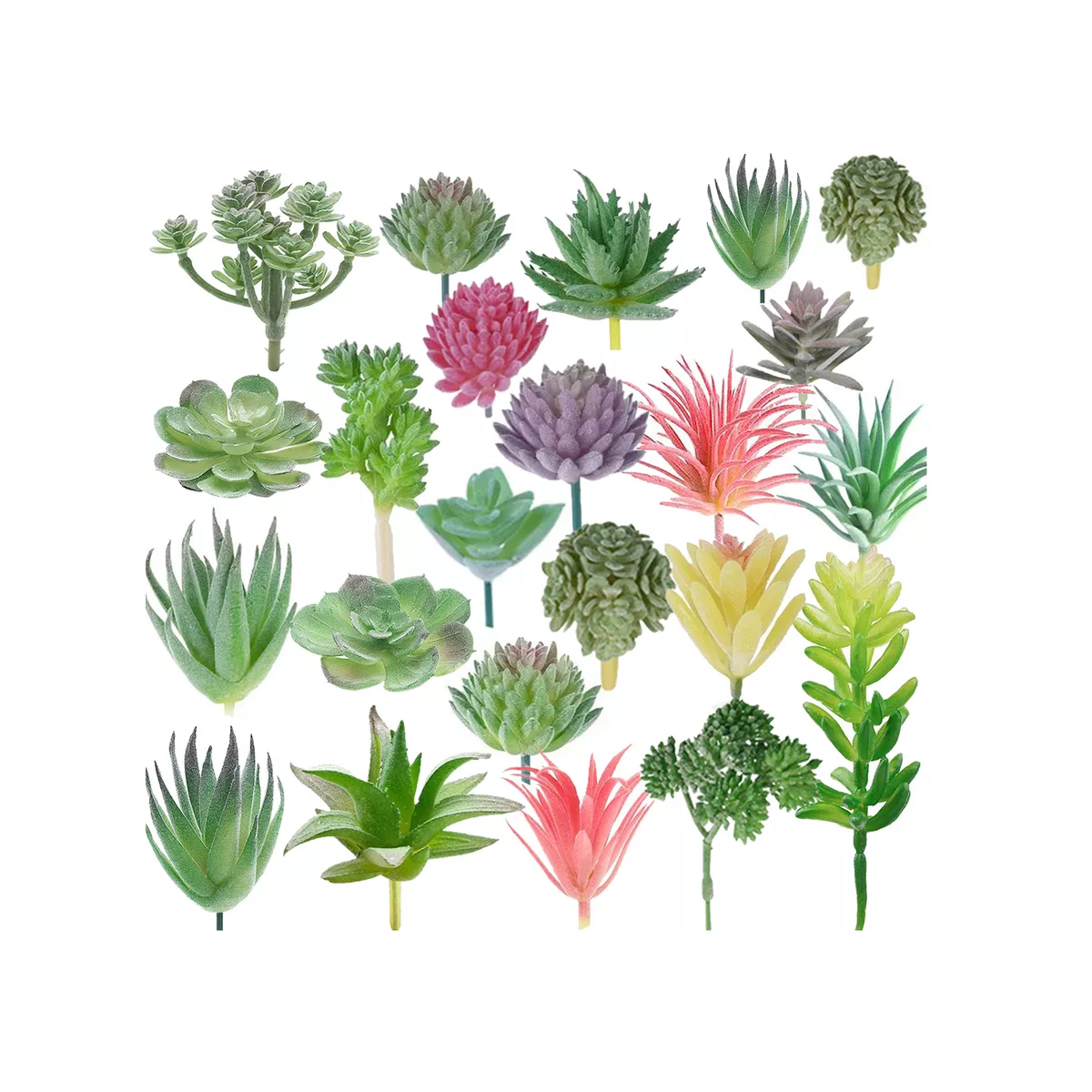 Plantas Artificiales Flores Suculentas 21 Pcs Decoración Eo Safe Imports Esi-17578 Multicolor