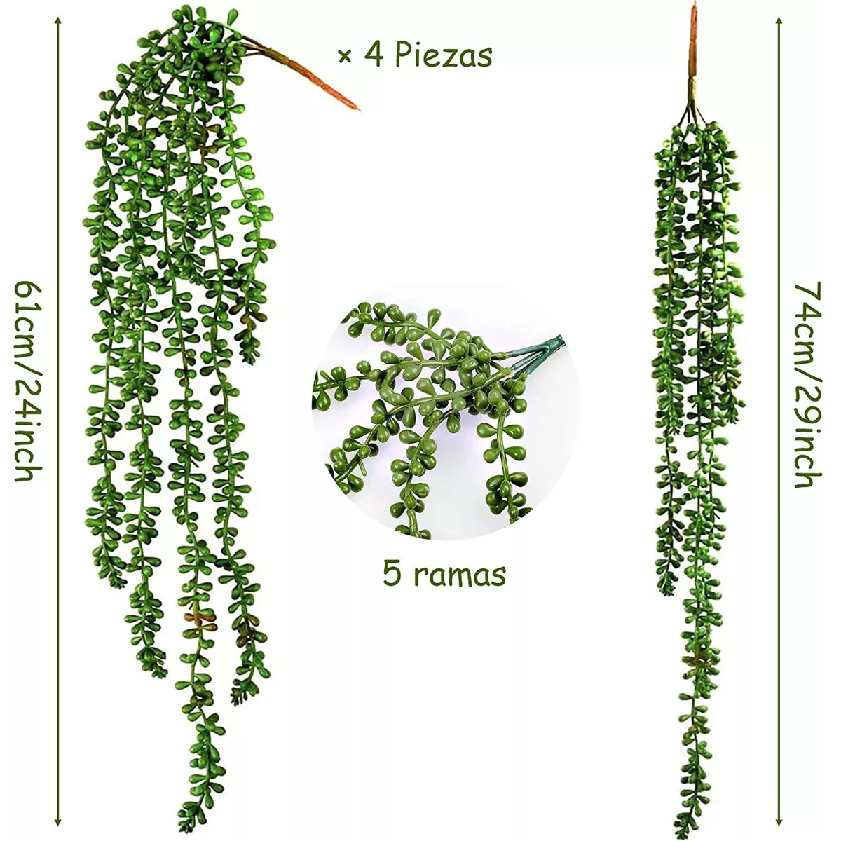 Foto 4 pulgar | Plantas Artificiales De Perlas Suculentas Colgantes De 4 Pzs Eo Safe Imports Esi-17579  Verde