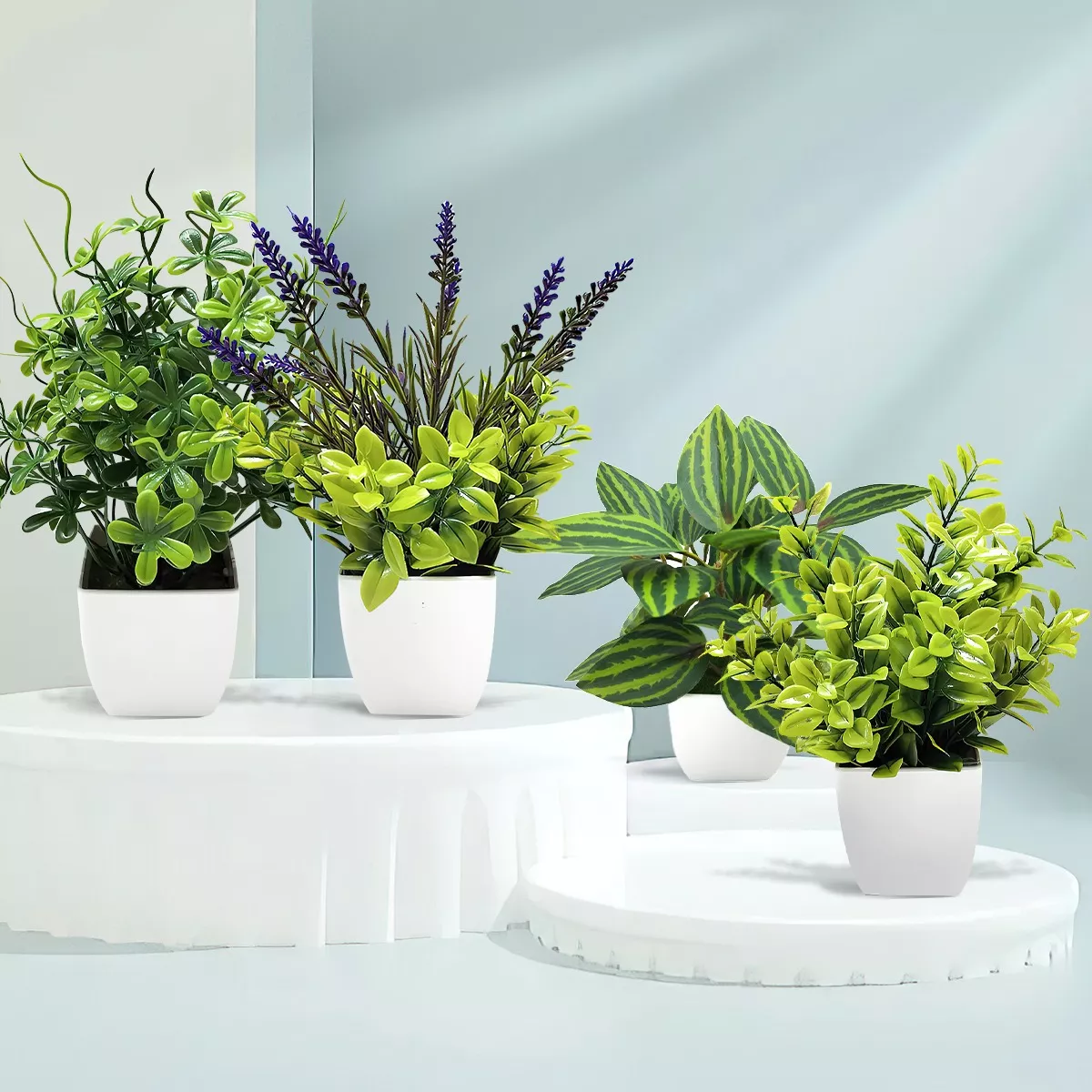Foto 4 pulgar | Set de Macetas Plantas Artificiales Barro Decoración Bonsai 4 Piezas