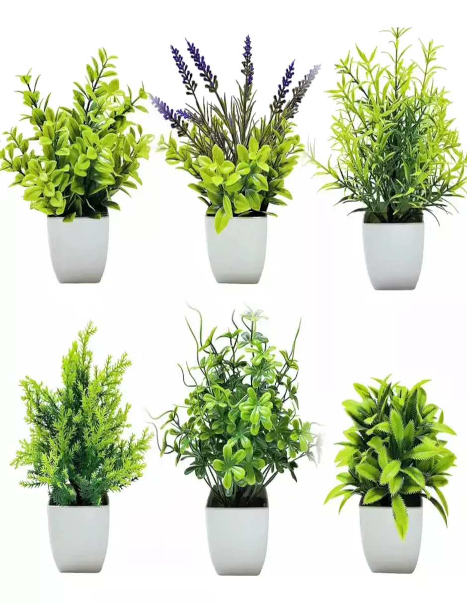 Foto 3 pulgar | Plantas Artificiales Decorativas En Macetas Verdes + Termo De Agua De Regalo Güish