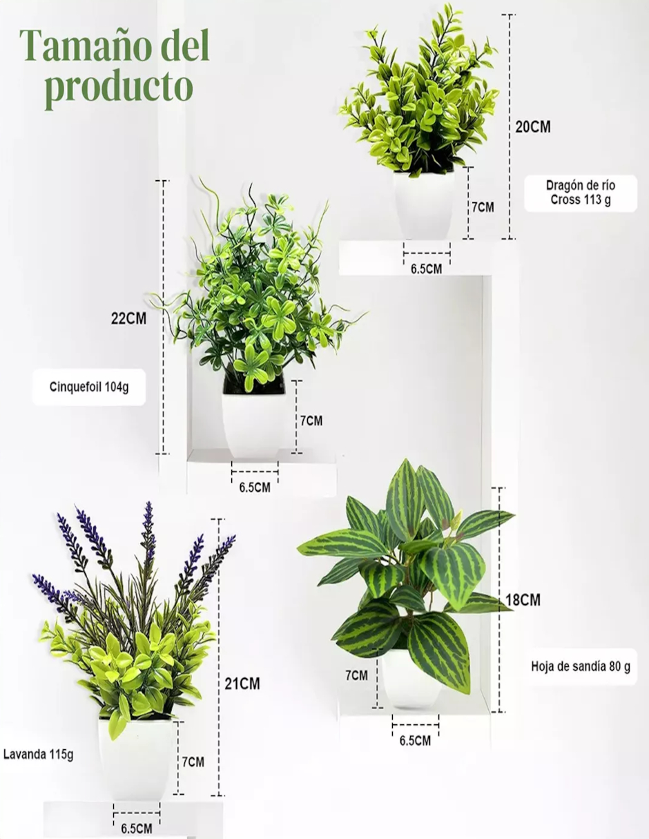 Foto 5 pulgar | Macetas Plantas Artificiales Barro Decoración + Termo De Agua De Regalo Güish
