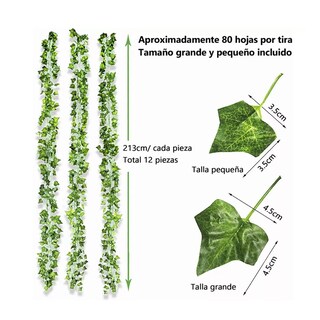 Foto 5 | Cortina Serie Luces 240led Lab.g Con 12pc Plantas Artificiale 3*2m Verde