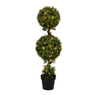 Foto 1 | Árbol Artificial Con Forma De Topiario Led Preiluminado De Madera De Boj, Con Doble Bola, 90 Cm - Venta Internacional.