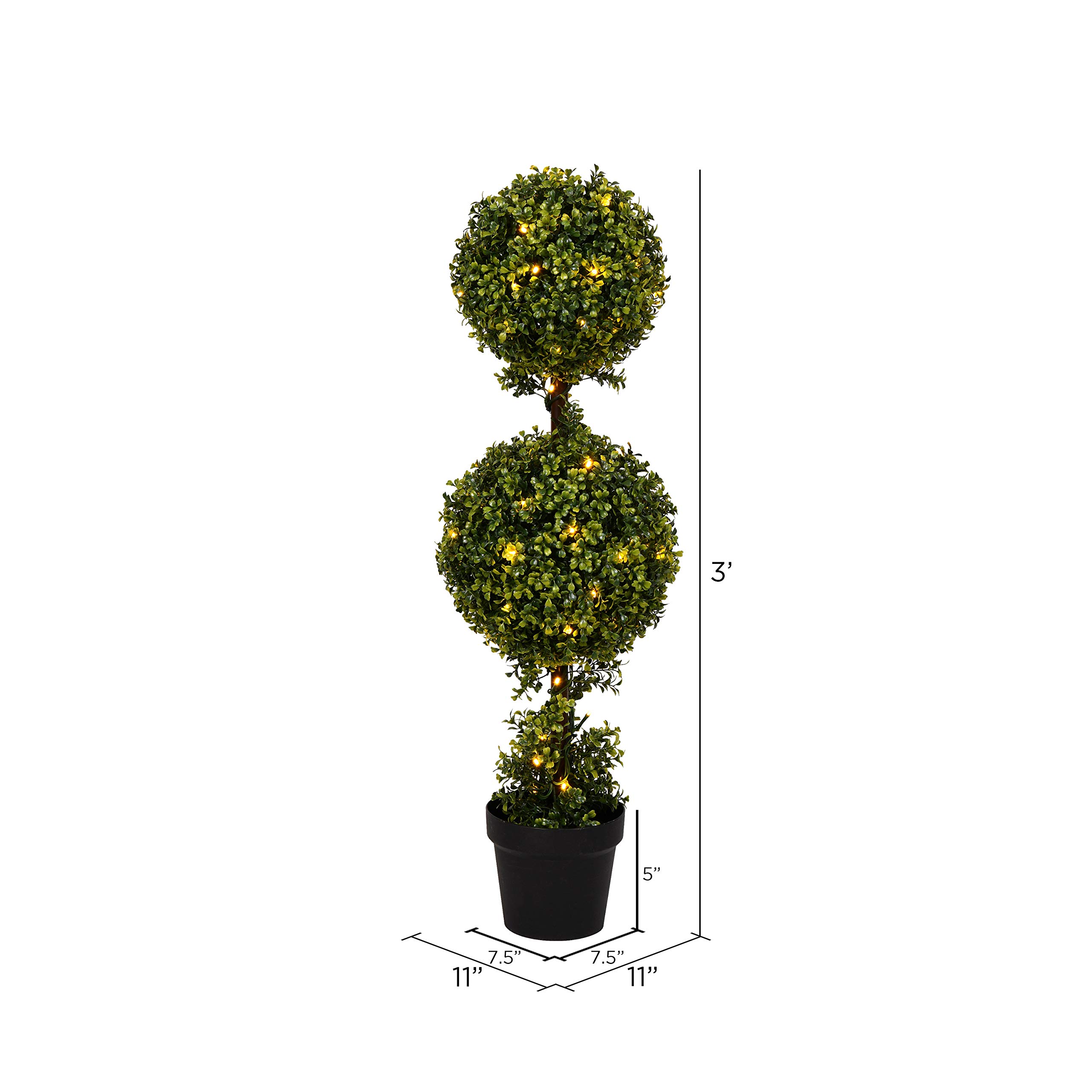 Foto 3 pulgar | Árbol Artificial Con Forma De Topiario Led Preiluminado De Madera De Boj, Con Doble Bola, 90 Cm - Venta Internacional.