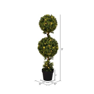 Foto 2 | Árbol Artificial Con Forma De Topiario Led Preiluminado De Madera De Boj, Con Doble Bola, 90 Cm - Venta Internacional.