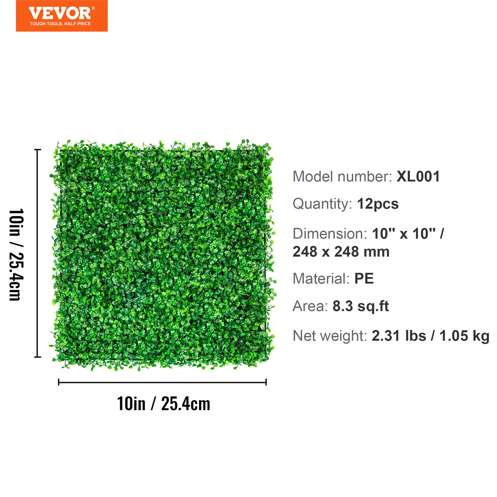 Foto 2 | Paneles De Boj Artificial Vevor, 12 Unidades, 25 X 25 Cm, Con Protección Uv - Venta Internacional.