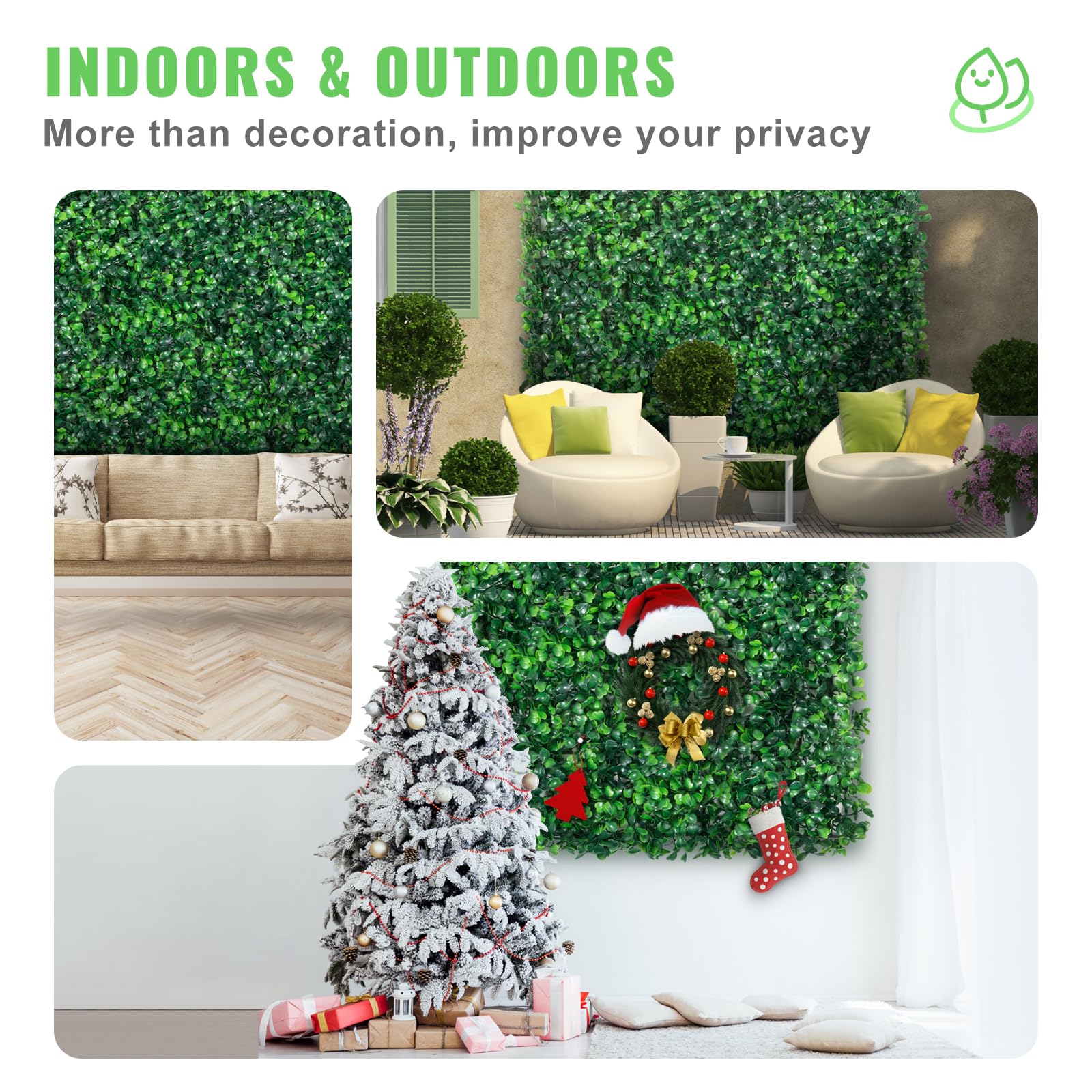 Foto 3 | Paneles De Boj Artificial Vevor, 12 Unidades, 25 X 25 Cm, Con Protección Uv - Venta Internacional.