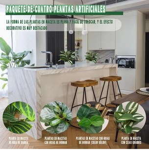 Foto 3 | 4 Xtellar Macetas Plantas Artificiales Macetas Decorativas Bonsai