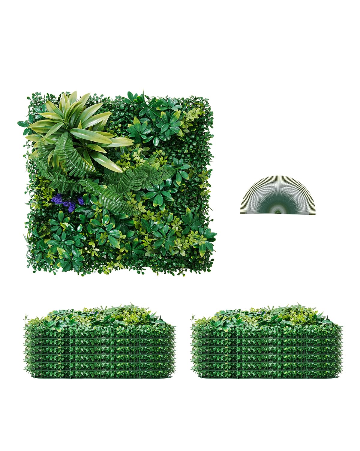 Paneles De Pared De Césped Artificial Vevor 3d, 20 X 20 Cm, 12 Unidades, Color Verde - Venta Internacional.