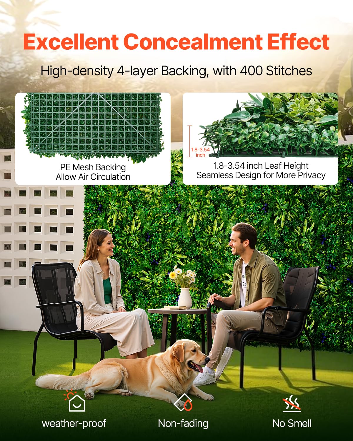 Foto 3 | Paneles De Pared De Césped Artificial Vevor 3d, 20 X 20 Cm, 12 Unidades, Color Verde - Venta Internacional.
