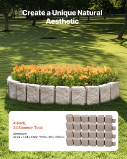 Foto 2 | Bordes De Paisaje Con Piedra Sintética Vevor, Paquete De 4 Unidades, 16 Pies, Color Beige - Venta Internacional.