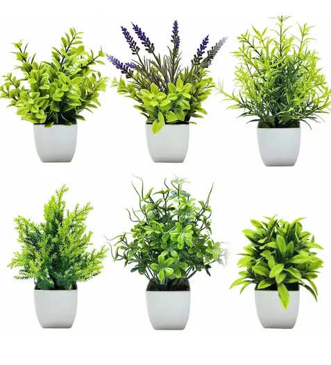 Foto 2 pulgar | 6 Xtellar Piezas Plantas Artificiales Decorativas En Macetas Verdes, Ideales Para Oficina