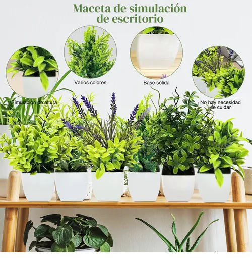 Foto 2 | 6 Xtellar Piezas Plantas Artificiales Decorativas En Macetas Verdes, Ideales Para Oficina