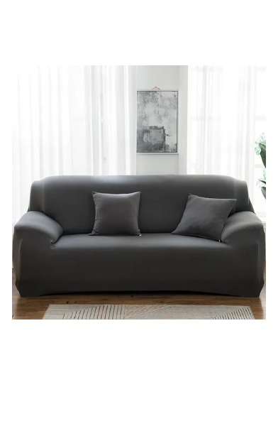 Funda Sofá Sillon Protector Cubre Elastica 2 Plazas Lavable Color Gris Oscuro