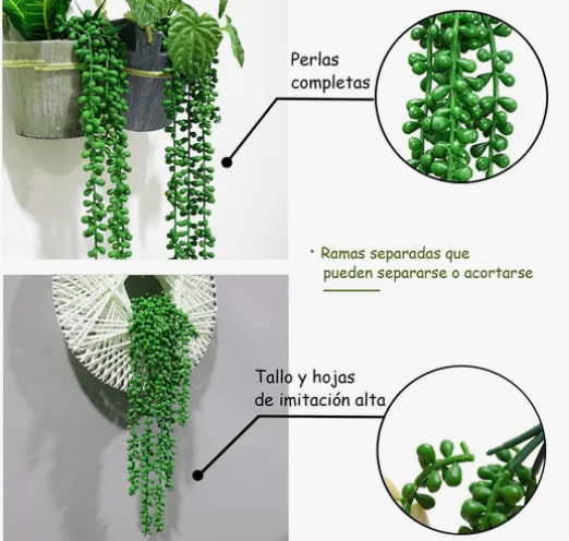 Foto 3 pulgar | Plantas Xtellar Artificiales De Perlas Suculentas Colgantes De 4 Pzs