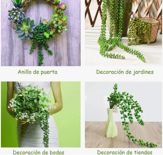 Foto 5 pulgar | Plantas Xtellar Artificiales De Perlas Suculentas Colgantes De 4 Pzs