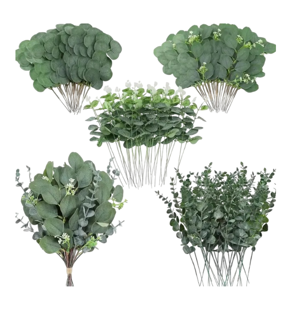 Conjunto Premium De 30 Piezas De Eucalipto Artificial Xtellar Para Decoración Sofisticada Y Fina